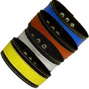 Black Leather Armband With Colorful Stripes