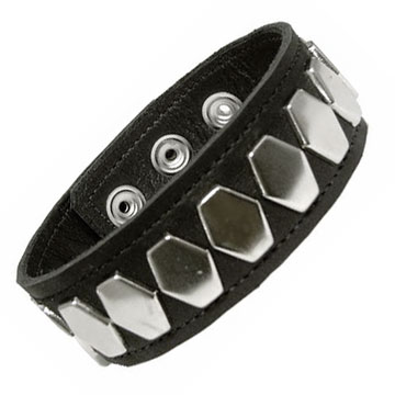 Leather Armband With Metal Hexagon Studs