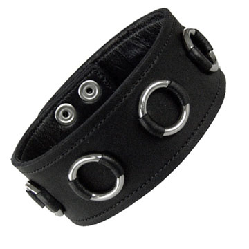Wide Leather Armband With O Rings